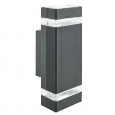 outdoor twin wall light in black with clear cut outs