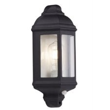 black outdoor wall lantern with PIR motion sensor