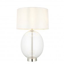 OVAL Table Lamp in Bright Nickel with Clear Glass