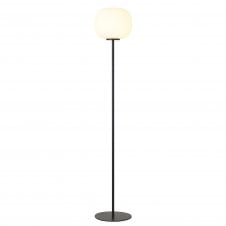 PACIFIC Medium Oval Ball Floor Lamp 1 Light E27 Matt Black Base With Frosted White Glass Globe