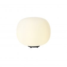 PACIFIC Medium Oval Ball Table Lamp 1 Light E27 Matt Black Base With Frosted White Glass Globe
