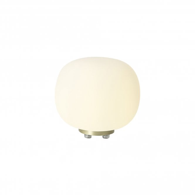PACIFIC Small Oval Ball Table Lamp | 1 Light E27 | Satin Gold Base With Frosted White Glass Globe