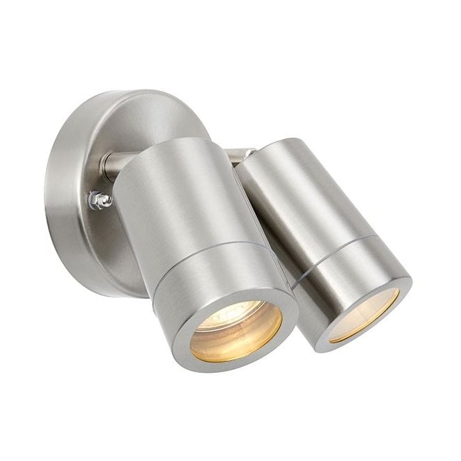 Palin 2 Light Outdoor Spot Light Wall Light IP44 7W - Adjustable - Stainless Steel