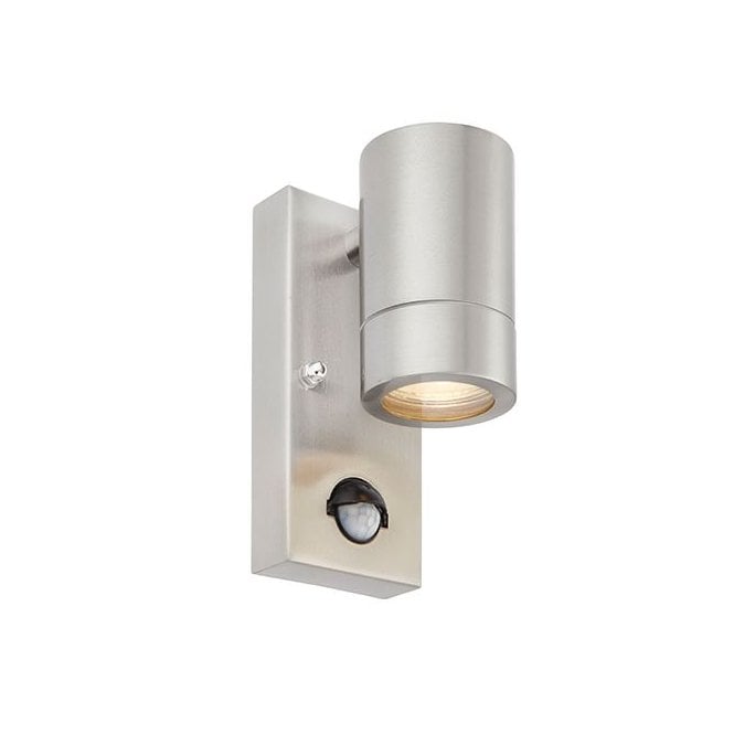 Palin PIR Sensor 1 Light Outdoor Wall Light IP44 7W - Stainless Steel