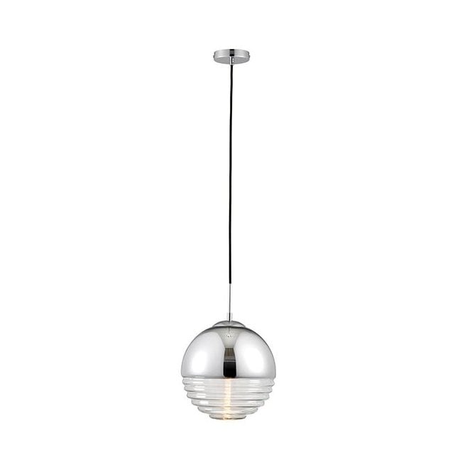 PALOMA chrome and ribbed glass ceiling pendant