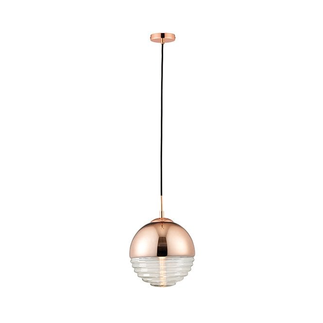 PALOMA copper and ribbed glass ceiling pendant