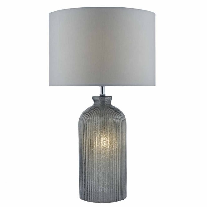 PAMPLONA dual source grey glass table lamp with shade