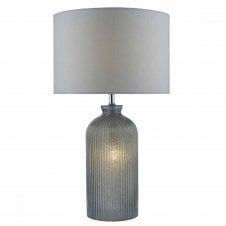 PAMPLONA dual source grey glass table lamp with shade