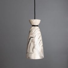 PANDO Organic Ceramic Ceiling Pendant in Marbled Grey Finish