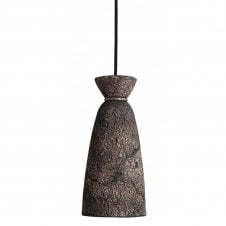 PANDO Organic Ceramic Pendant Light 14Cm, Black Clay Antique Silver