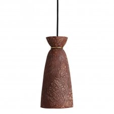 PANDO Organic Ceramic Pendant Light 14Cm, Red Iron Polished Brass