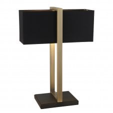 PANEL Table Lamp in Antique Brass with Black Shade
