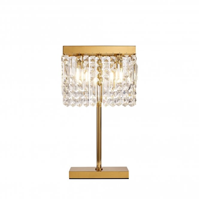 PARAGON 30x10cm Rectangular Table Lamp | 2 Light E14 | Gold and K9 Crystal | Handcrafted