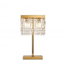 PARAGON 30x10cm Rectangular Table Lamp | 2 Light E14 | Gold and K9 Crystal | Handcrafted