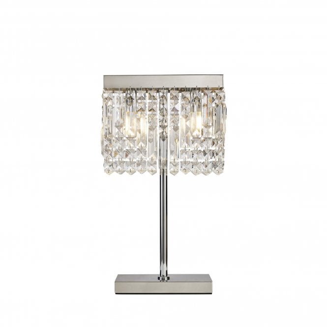 PARAGON 30x10cm Rectangular Table Lamp | Polished Chrome and K9 Crystal | Handcrafted