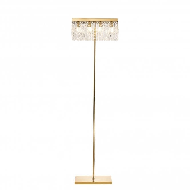 PARAGON 50x15cm Rectangular Floor Lamp | 4 Light E14 | Gold and K9 Crystal | Handcrafted