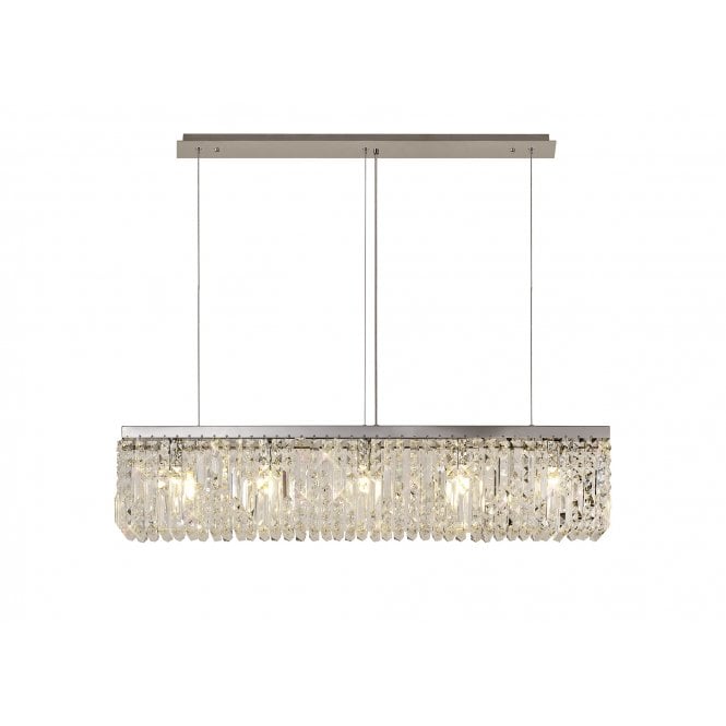 PARAGON Ceiling Light Linear Pendant in Polished Chrome covered in faceted Crystal