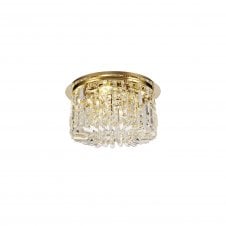 PARAGON Flush Crystal Ceiling Light Gold and Real Crystal