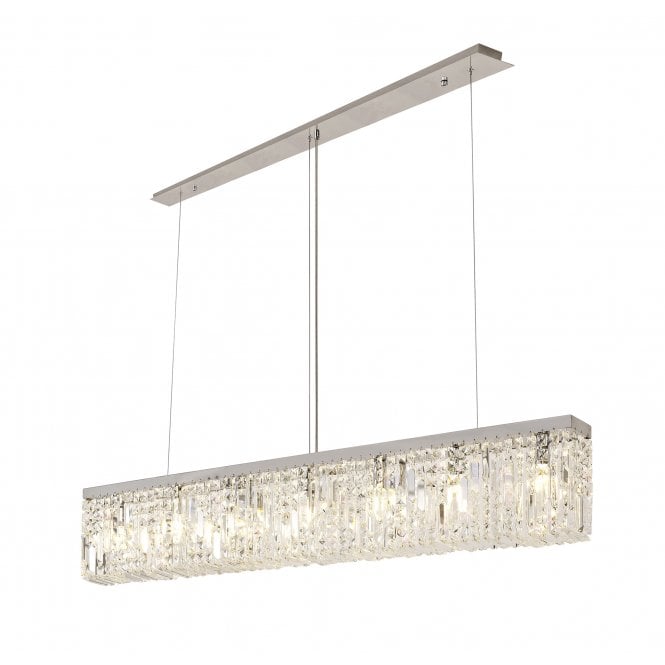 PARAGON Horizontal Ceiling Pendant Light Large Polished Chrome and Real Crystal