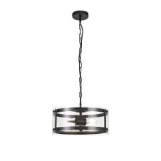 PARKER 2 light matte black ceiling pendant with glass shade