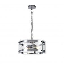 PARKER 2 light polished chrome ceiling pendant with glass shade