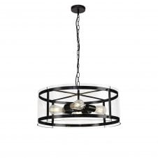 PARKER 4 Light Ceiling Pendant Matt Black and Clear Glass