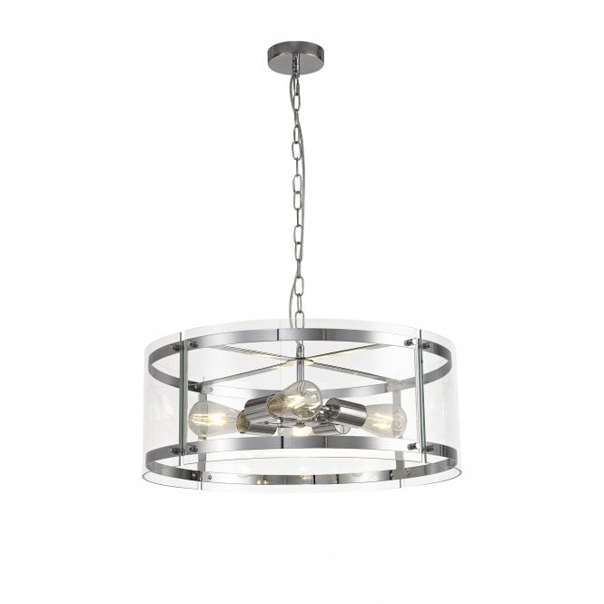 PARKER 4 Light Ceiling Pendant Polished Chrome and Clear Glass