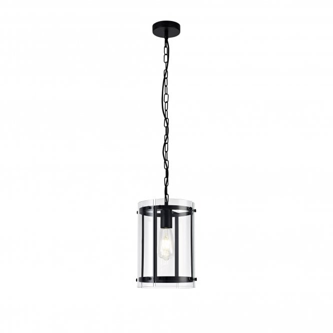 PARKER matte black and clear glass ceiling pendant lantern