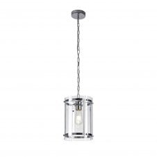PARKER polished chrome and clear glass ceiling pendant lantern