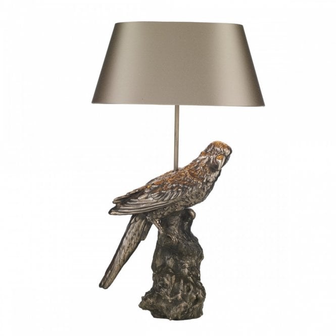 PARROT bronze parrot table lamp with almond cream shade