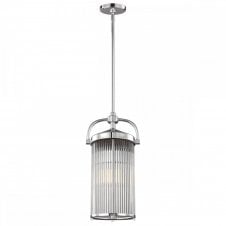 PAULSON cylindrical glass rod and polished chrome bathroom pendant light