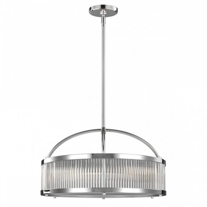 PAULSON drum shaped glass rod and polished chrome bathroom pendant light
