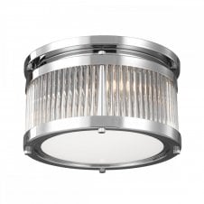 PAULSON flush 3 light chrome and glass rod bathroom ceiling light