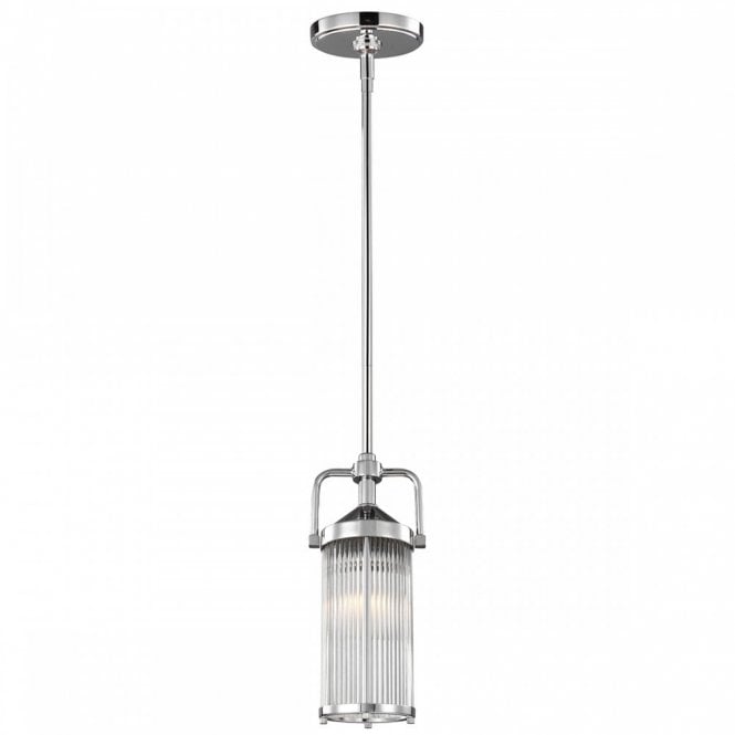 PAULSON mini polished chrome and glass LED bathroom pendant