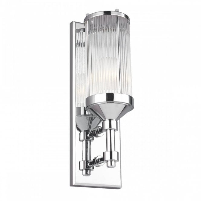 PAULSON polished chrome and glass rod bathroom wall light