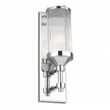 PAULSON polished chrome and glass rod bathroom wall light