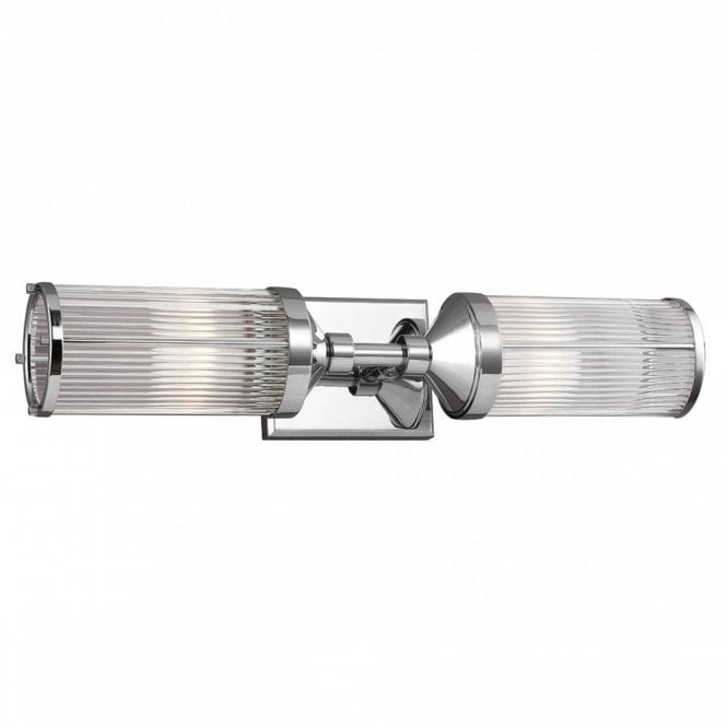 PAULSON polished chrome and glass rod twin bathroom wall light