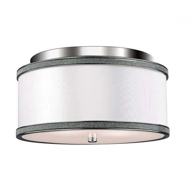 PAVE 2 Light Flush Ceiling Mount White Shantung Silk