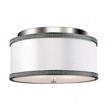 2 Light Flush Ceiling Mount White Shantung Silk