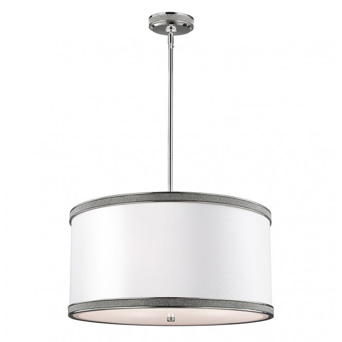 PAVE 3 Light Ceiling Pendant White Shantung Silk