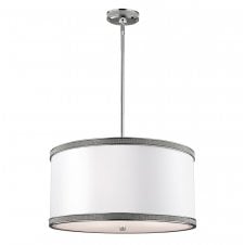 3 Light Drum Ceiling Pendant White Shantung Silk