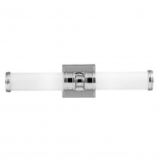 bathroom over mirror wall light in chrome with opal glass shades