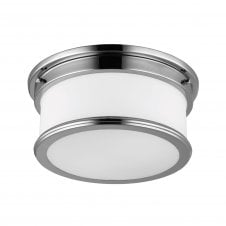 PAYNE bathroom ceiling light in polished chrome with white glass diffuser