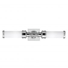 ornate classic over mirror bathroom wall light in chrome with opal glass shades