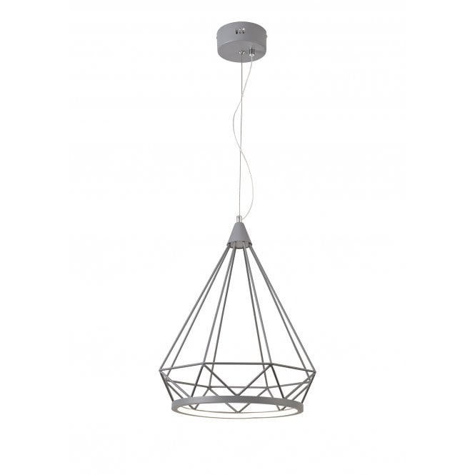 PEACE Geometric Diamond LED Ceiling Pendant Matte Grey with 3 year warranty