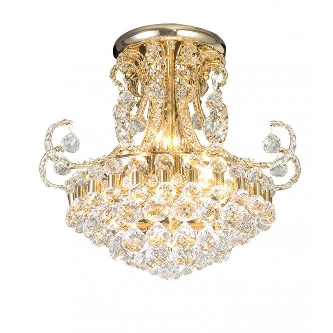 PEARL gold plated Asfour crystal chandelier for low ceilings
