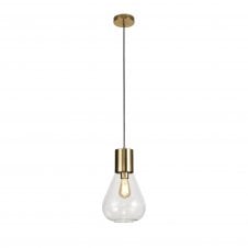 PELLUCID 1 Light Ceiling Pendant Antique Brass/Clear Glass