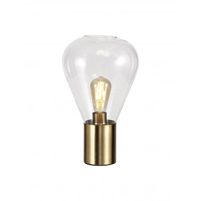 PELLUCID 1 Light Table Lamp Antique Brass and Clear Glass