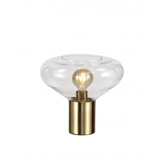 PELLUCID 1 Light Table Lamp Antique Brass/Clear Glass