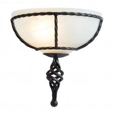 PEMBROKE decorative hand forged iron wall uplighter in black